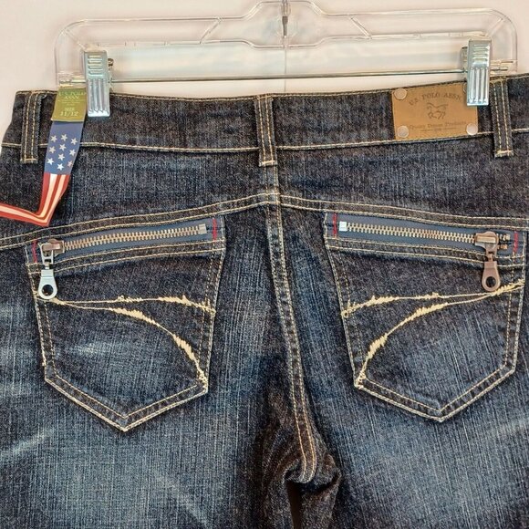 US POLO ASSN 11/12 Stretch Denim Dark Wash Mid Rise Shorts Cotton NEW Y2K 00s Bl - Picture 10 of 15